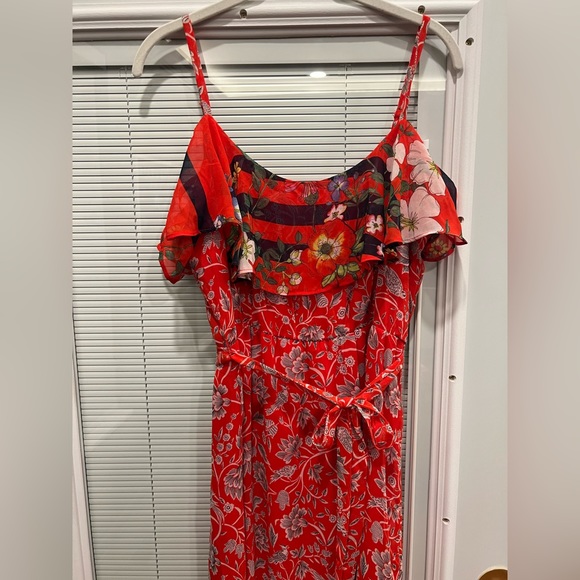 New Anthropologie red floral dress; One September brand “Zuri” Dress Size Medium - Picture 12 of 13